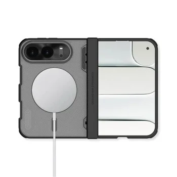 Калъф за iPhone Duo - Super Frosted Shield Fold Magnetic - Nillkin - Прозрачно черен