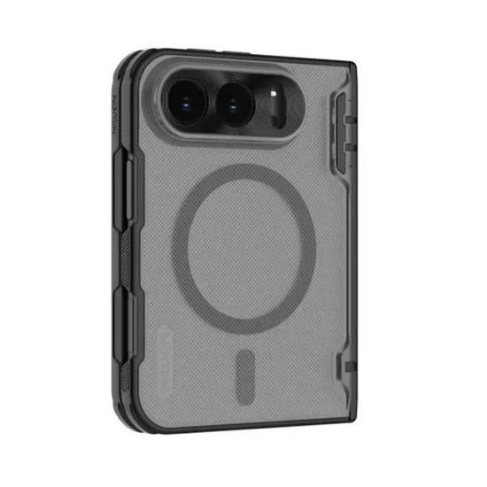 Калъф за iPhone Duo - Super Frosted Shield Fold Magnetic - Nillkin - Прозрачно черен