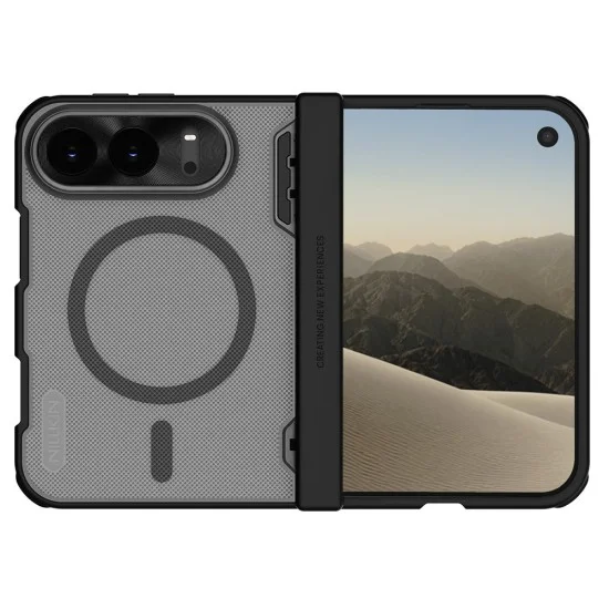 Калъф за iPhone Duo - Super Frosted Shield Fold Magnetic - Nillkin - Прозрачно черен