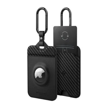 Калъф за ключ/AirTag Spigen (2 бр.) Holder Air Fit (ACP08793) - за Tesla Key Card / AirTag, универсален, тънък дизайн, с карабинер - Черен