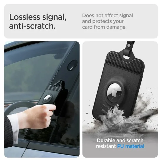 Калъф за ключ/AirTag Spigen (2 бр.) Holder Air Fit (ACP08793) - за Tesla Key Card / AirTag, универсален, тънък дизайн, с карабинер - Черен