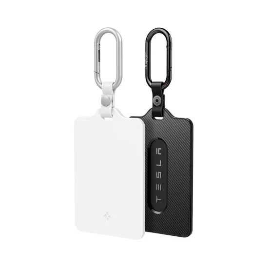 Калъф за ключ Spigen (2 бр.) Card Holder (ACP11405) - за Tesla Key, универсален, с 2x карабинер, 4x защитно фолио - Бял / Черен