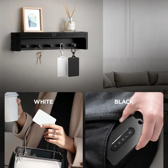 Калъф за ключ Spigen (2 бр.) Card Holder (ACP11405) - за Tesla Key, универсален, с 2x карабинер, 4x защитно фолио - Бял / Черен