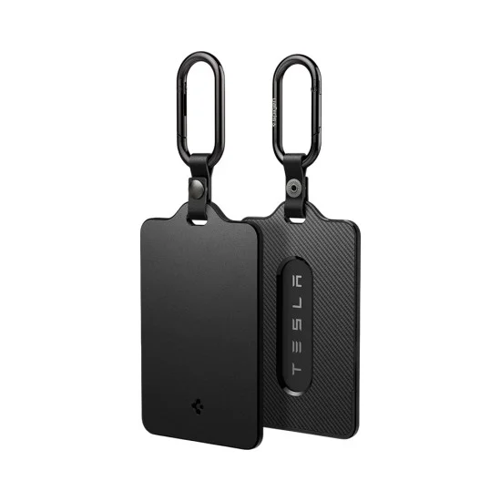 Калъф за ключ Spigen (2 бр.) Holder Case Air Fit (ACP07175) - за Tesla Key Card, 2x карабинер, 4x защитно фолио, отвор за лого - Черен