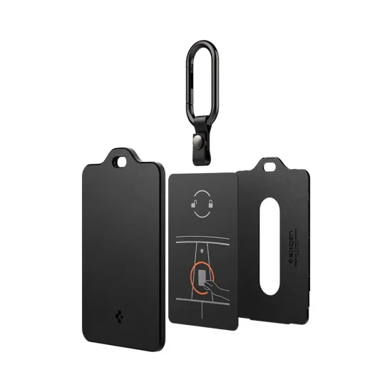 Калъф за ключ Spigen (2 бр.) Holder Case Air Fit (ACP07175) - за Tesla Key Card, 2x карабинер, 4x защитно фолио, отвор за лого - Черен
