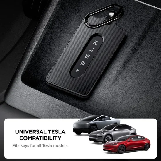 Калъф за ключ Spigen (2 бр.) Holder Case Air Fit (ACP07175) - за Tesla Key Card, 2x карабинер, 4x защитно фолио, отвор за лого - Черен