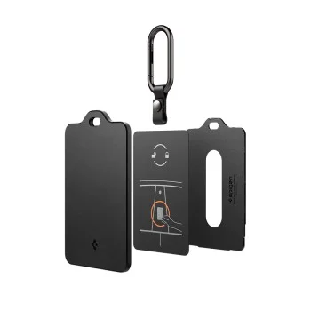 Калъф за ключ Spigen Card Holder (ACP11310) - за Tesla Key, универсален, тънък дизайн, с карабинер, 2x защитно фолио - Черен