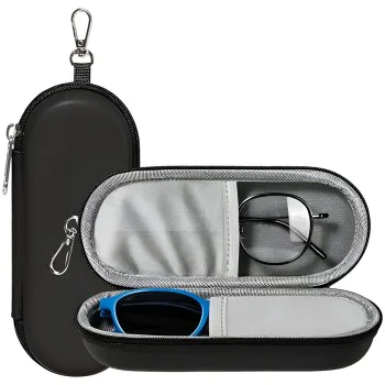Калъф за очила Techsuit Glasses Case (ETJ3) - PU кожа, 16.5 x 6.5 x 4cm - Черен