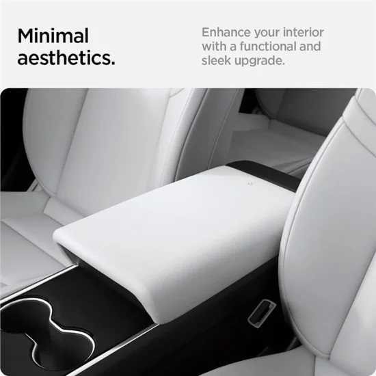 Калъф за подлакътник Spigen Armrest Cover TO240 (ACP07645) - за Tesla Model Y/3 (2022-2023), без лепило, устойчив на надраскване, TPE - Бял