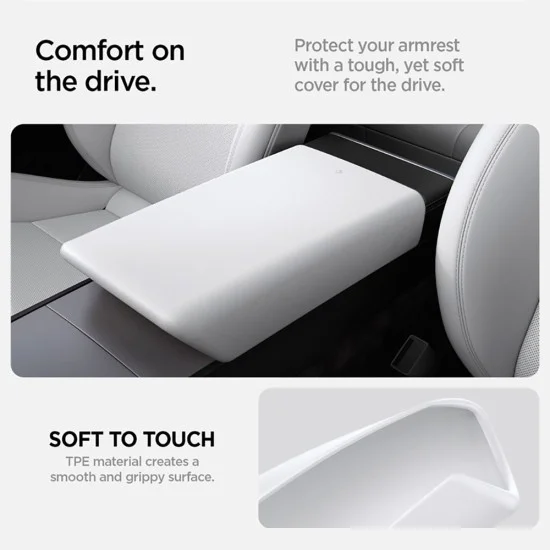 Калъф за подлакътник Spigen Armrest Cover TO240H (ACP07646) - за Tesla Model 3 Highland / Y Juniper, без лепило, устойчив на надраскване - Бял