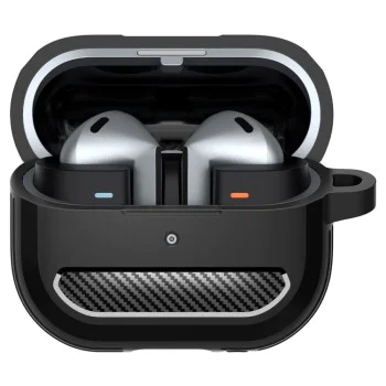 Калъф с метален държач за Samsung Galaxy Buds 3/3 Pro Spigen - Rugged Armor - черен