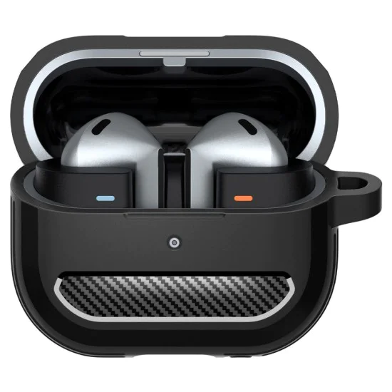 Калъф с метален държач за Samsung Galaxy Buds 3/3 Pro Spigen - Rugged Armor - черен
