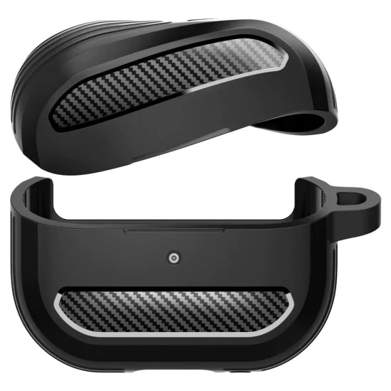 Калъф с метален държач за Samsung Galaxy Buds 3/3 Pro Spigen - Rugged Armor - черен