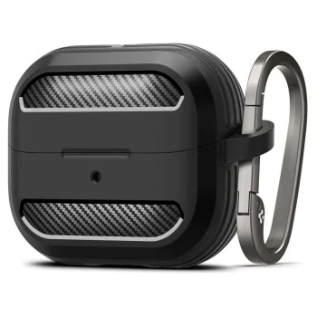 Калъф с метален държач за Samsung Galaxy Buds 3/3 Pro Spigen - Rugged Armor - черен
