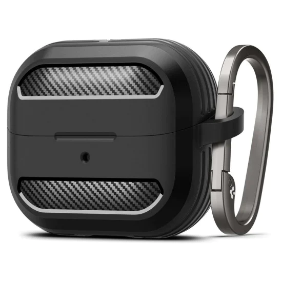 Калъф с метален държач за Samsung Galaxy Buds 3/3 Pro Spigen - Rugged Armor - черен