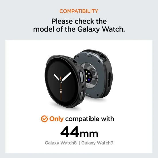 Калъф с протектор Spigen Thin Fit 360 (ACS11601) - Samsung Galaxy Watch9 44mm / Watch8 44mm - Черен