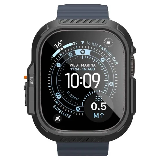 Калъф с протектор за дисплей за Apple Watch Ultra 4 / 3 / 2 / 1 (49mm) Lock Fit (ACS12054) - Spigen - Черен
