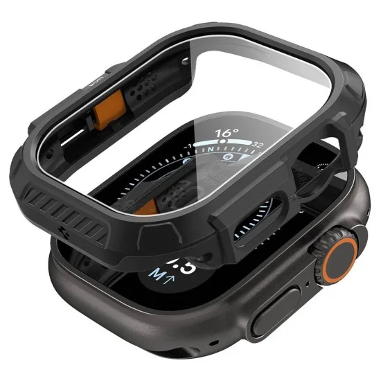 Калъф с протектор за дисплей за Apple Watch Ultra 4 / 3 / 2 / 1 (49mm) Lock Fit (ACS12054) - Spigen - Черен