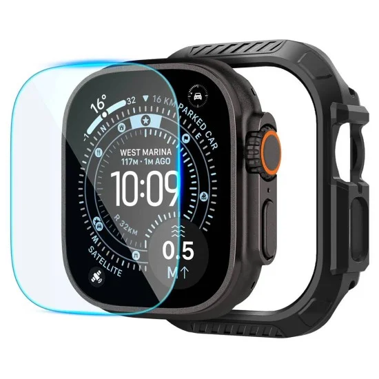 Калъф с протектор за дисплей за Apple Watch Ultra 4 / 3 / 2 / 1 (49mm) Lock Fit (ACS12054) - Spigen - Черен