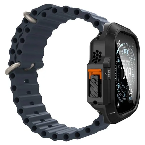 Калъф с протектор за дисплей за Apple Watch Ultra 4 / 3 / 2 / 1 (49mm) Lock Fit (ACS12054) - Spigen - Черен