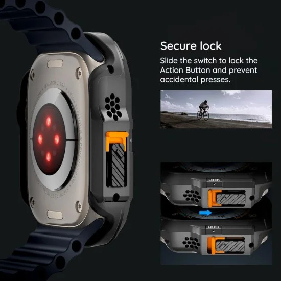Калъф с протектор за дисплей за Apple Watch Ultra 4 / 3 / 2 / 1 (49mm) Lock Fit (ACS12054) - Spigen - Черен