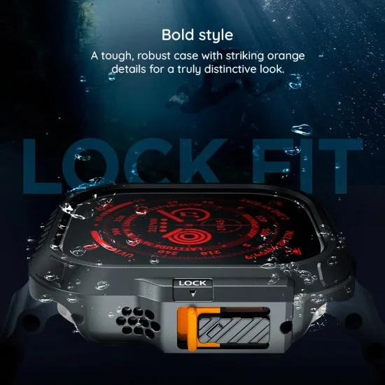 Калъф с протектор за дисплей за Apple Watch Ultra 4 / 3 / 2 / 1 (49mm) Lock Fit (ACS12054) - Spigen - Черен