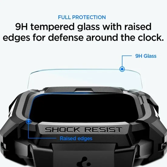 Калъф с протектор за дисплей за Apple Watch Ultra 4 / 3 / 2 / 1 (49mm) Rugged Armor Pro (ACS12053) - Spigen - Черен