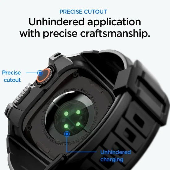 Калъф с протектор за дисплей за Apple Watch Ultra 4 / 3 / 2 / 1 (49mm) Rugged Armor Pro (ACS12053) - Spigen - Черен
