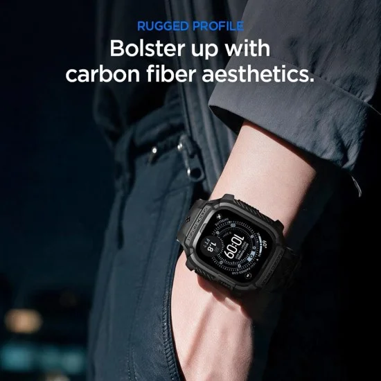 Калъф с протектор за дисплей за Apple Watch Ultra 4 / 3 / 2 / 1 (49mm) Rugged Armor Pro (ACS12053) - Spigen - Черен