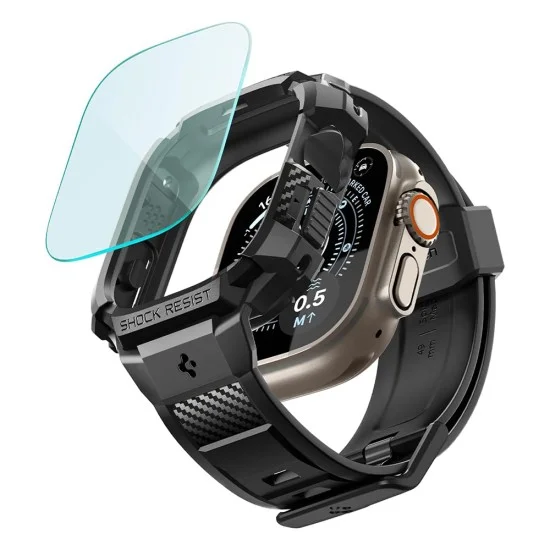 Калъф с протектор за дисплей за Apple Watch Ultra 4 / 3 / 2 / 1 (49mm) Rugged Armor Pro (ACS12053) - Spigen - Черен
