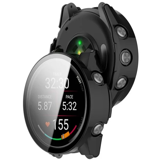 Калъф с протектор за екран Techsuit Defense360 Pro - Garmin Forerunner 70 / Forerunner 170 - Черен