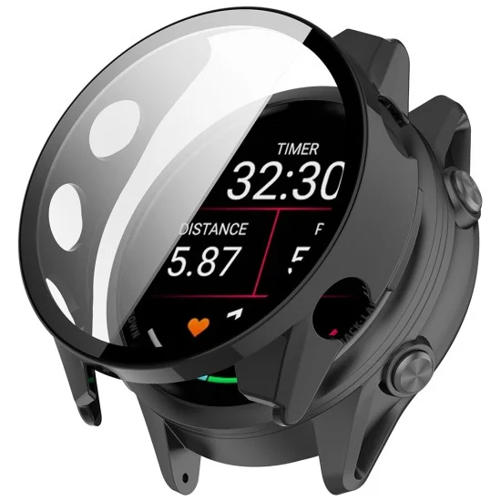 Калъф с протектор за екран Techsuit Defense360 Pro - Garmin Forerunner 70 / Forerunner 170 - Черен
