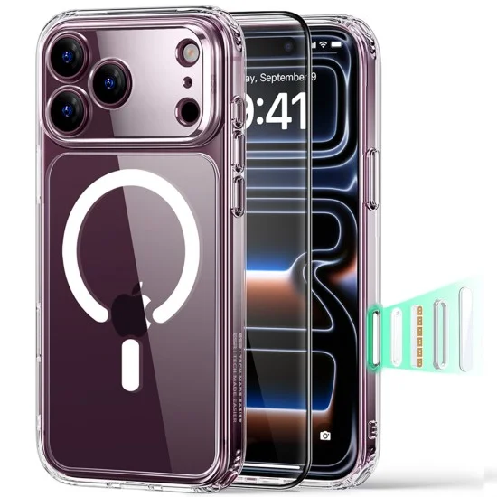 Калъф със протектор за екран ESR Classic Hybrid HaloLock + Screen Protector - iPhone 18 Pro Max / iPhone 17 Pro Max - Прозрачен