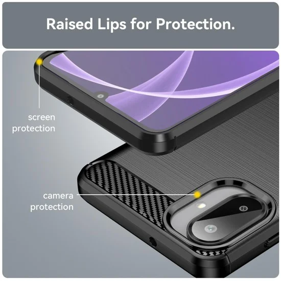 Калъф за телефон за Samsung Galaxy A08 4G / A07 5G Carbon Silicone - Techsuit - Черен
