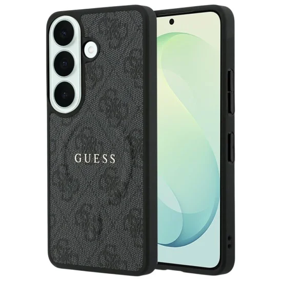 Калъф за телефон за Samsung Galaxy S26 FE Leather 4G Embossed Ring Classic Logo MagSafe (GUHMS26FEP4MSEGK) - Guess - Черен