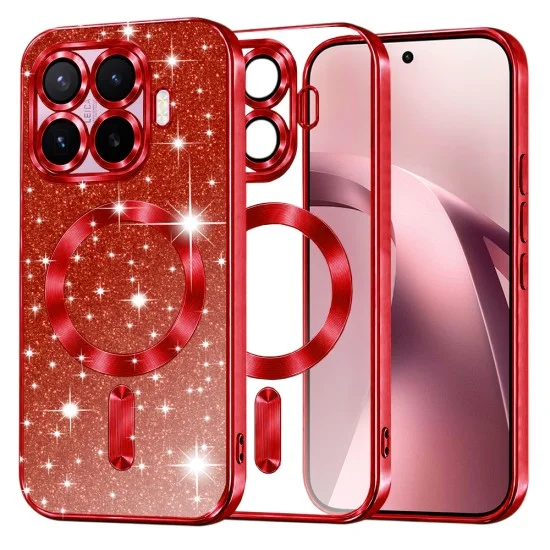 Калъф за телефон за Xiaomi 17T Luxury Glitter MagSafe - Techsuit - Червен