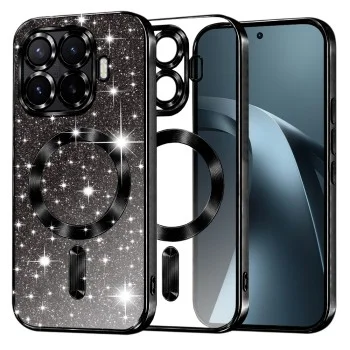 Калъф за телефон за Xiaomi 17T Pro Luxury Glitter MagSafe - Techsuit - Черен