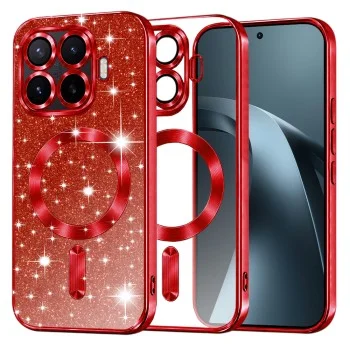 Калъф за телефон за Xiaomi 17T Pro Luxury Glitter MagSafe - Techsuit - Червен