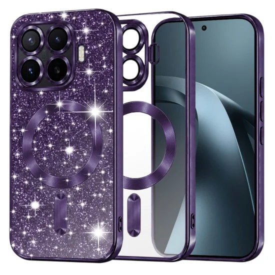 Калъф за телефон за Xiaomi 17T Pro Luxury Glitter MagSafe - Techsuit - Тъмнолилав