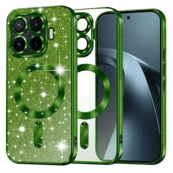 Калъф за телефон за Xiaomi 17T Pro Luxury Glitter MagSafe - Techsuit - Тъмнозелен