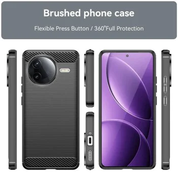 Калъф за телефон Xiaomi Poco F7 Ultra – Techsuit Carbon Silicone – Черен