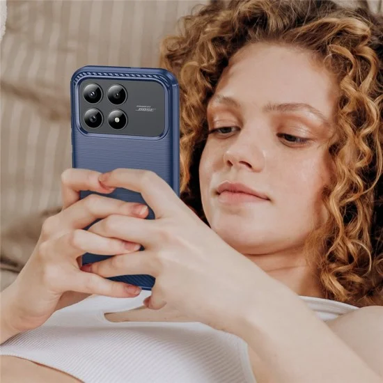 Калъф за телефон за Xiaomi Poco F9 Pro Carbon Silicone - Techsuit - Син