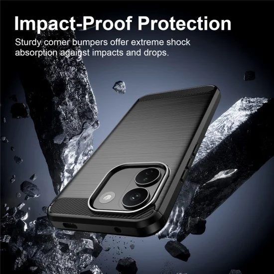 Калъф за телефон за Xiaomi Redmi Note 17 Pro Max Carbon Silicone - Techsuit - Черен