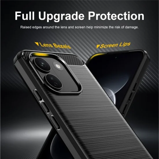 Калъф за телефон за Xiaomi Redmi Note 17 Pro Max Carbon Silicone - Techsuit - Черен