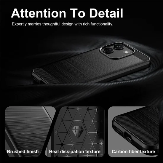 Калъф за телефон за Xiaomi Redmi Note 17 Pro Max Carbon Silicone - Techsuit - Черен
