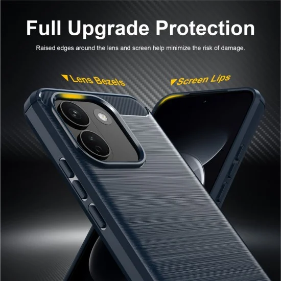 Калъф за телефон за Xiaomi Redmi Note 17 Pro Max Carbon Silicone - Techsuit - Син