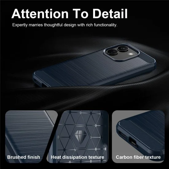 Калъф за телефон за Xiaomi Redmi Note 17 Pro Max Carbon Silicone - Techsuit - Син