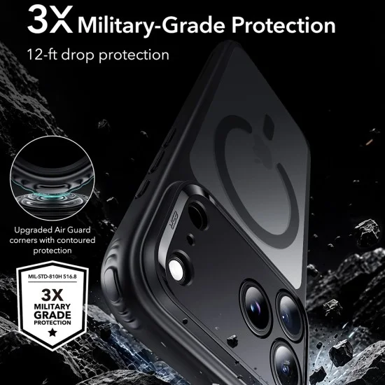 Калъф за телефон за iPhone 18 Pro Max / iPhone 17 Pro Max Classic Hybrid HaloLock - ESR - Матиран черен