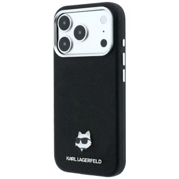Калъф за телефон за iPhone 18 Pro Max / iPhone 17 Pro Max Grained Leather C Head Metal MagSafe (KLHMP18X6PSCHLK) - Karl Lagerfeld - Черен