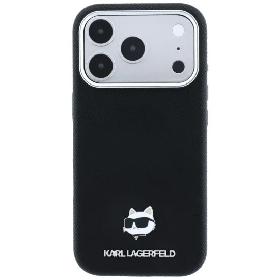 Калъф за телефон за iPhone 18 Pro Max / iPhone 17 Pro Max Grained Leather C Head Metal MagSafe (KLHMP18X6PSCHLK) - Karl Lagerfeld - Черен
